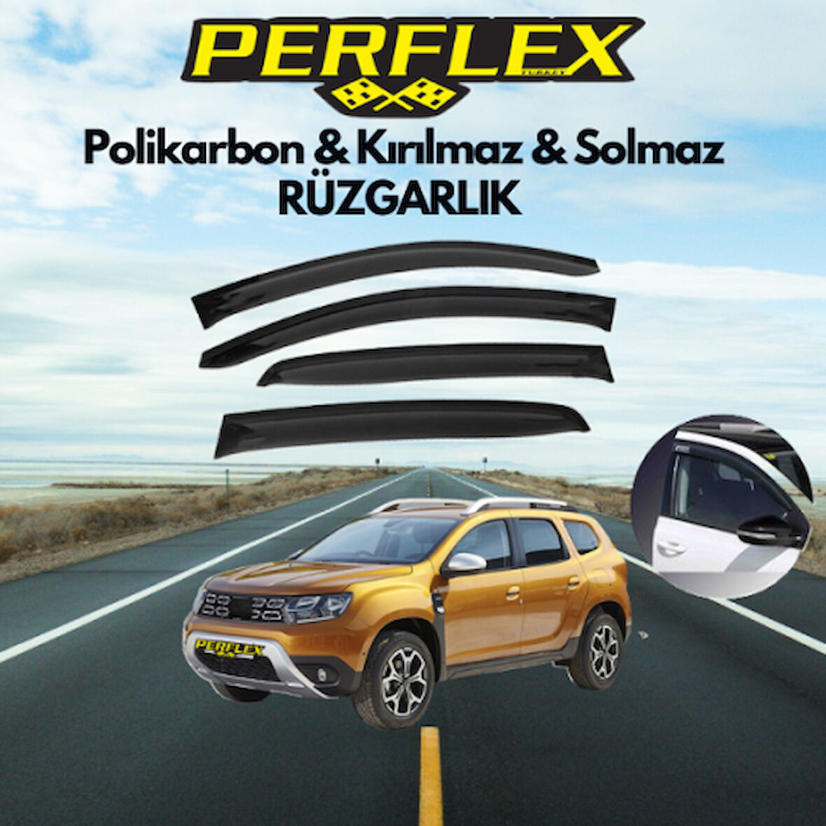 Perflex Cam Rüzgarlığı V2 Düz Dacia Duster (2010-2018) 