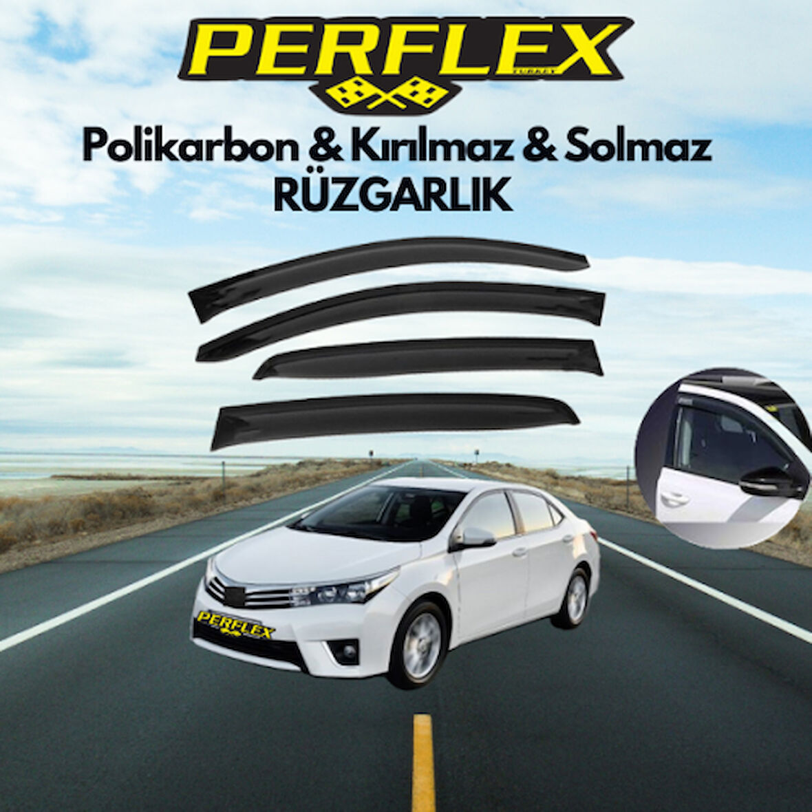 Perflex Polikarbon Kırılmaz Rüzgarlık V2 Mugen Toyota Corolla 2013+ 