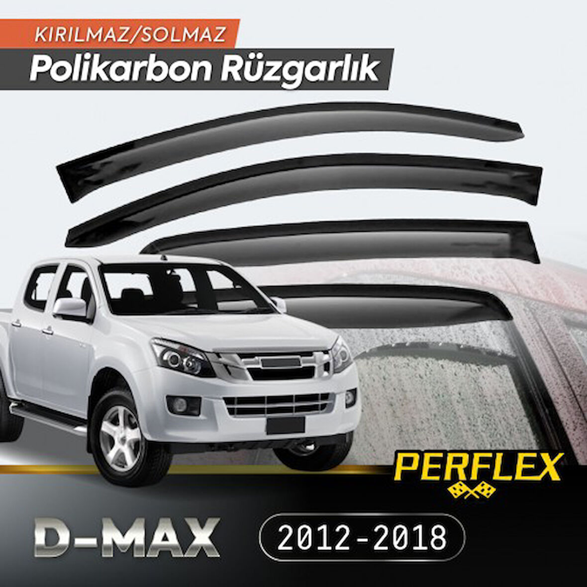 Isuzu D-MAX 2012-2018 Cam Rüzgarlığı V2 Düz