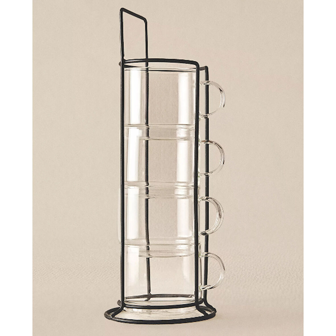 Standlı Borosilikat 4'lü Fincan Seti