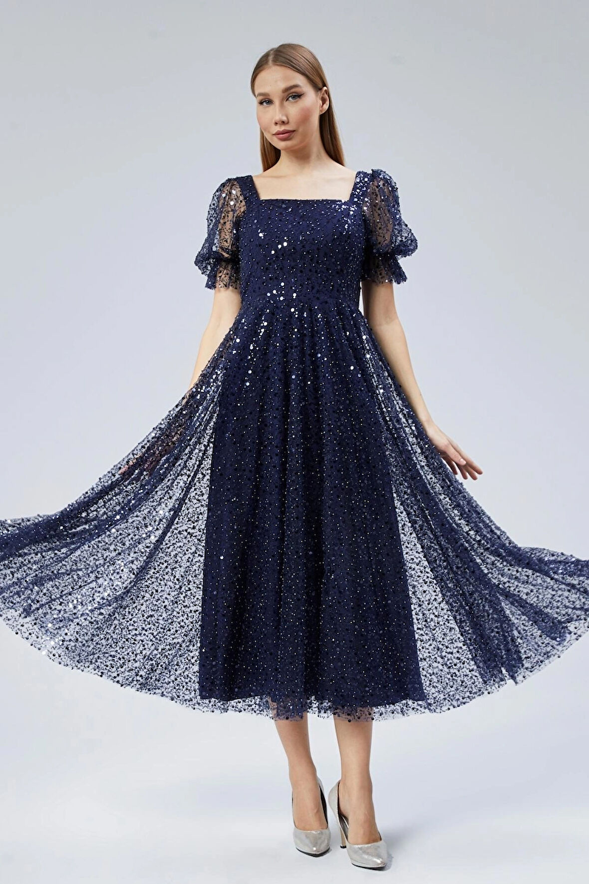  Kadın Abiye Ve Mezuniyet Elbise Kalp Yaka Inci Boncuklu Abiye Elbise