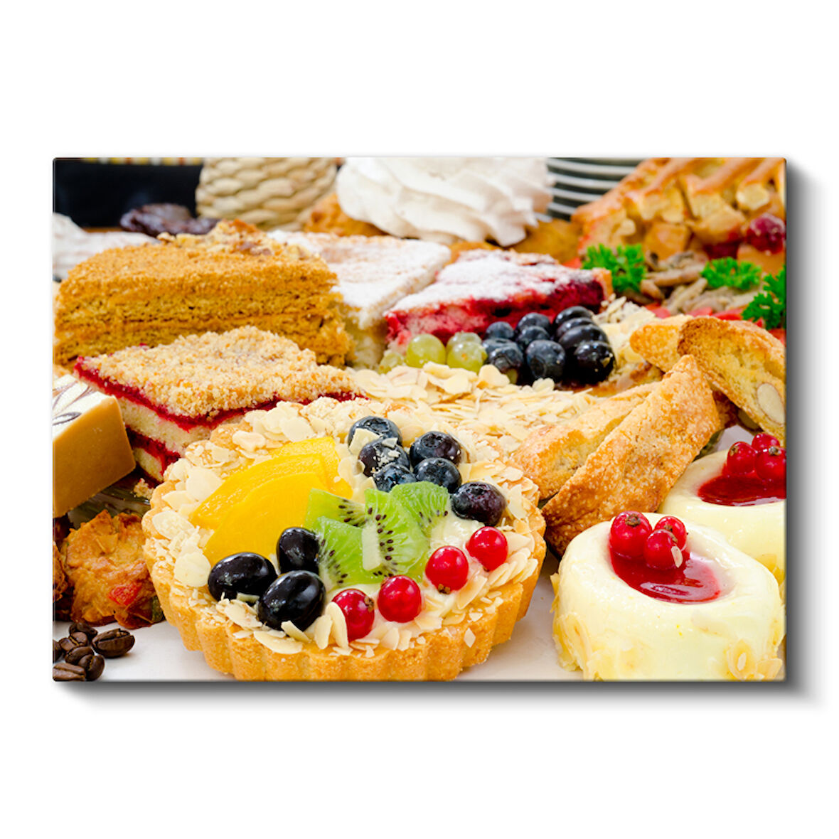 Taze Meyveli Mini Tart ve Pasta Çeşitleri Kanvas Tablo