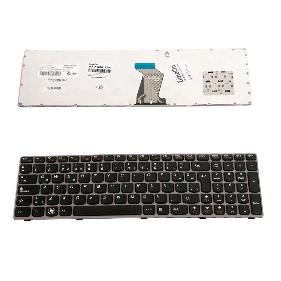 Lenovo Y570M Y570NT Y570P Notebook Klavye Gri Çerçeveli