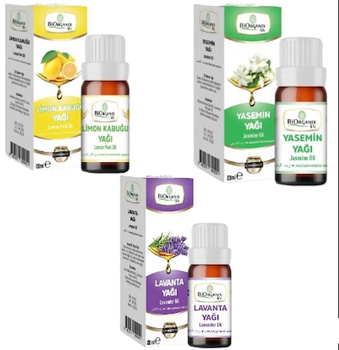 Relax Aromaterapi Seti: Yasemin Yağı 20ml+ Lavanta Yağı 20ml + Limon Yağı 20 ML