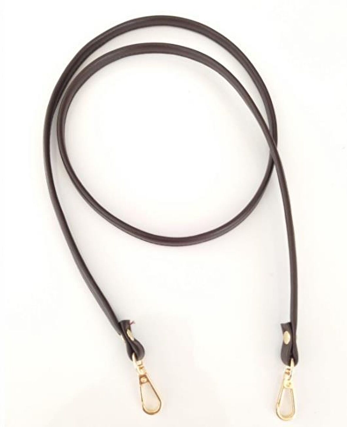 Spagetti Model Çanta Sapı Koyu Kahve Renk Light Gold Metal