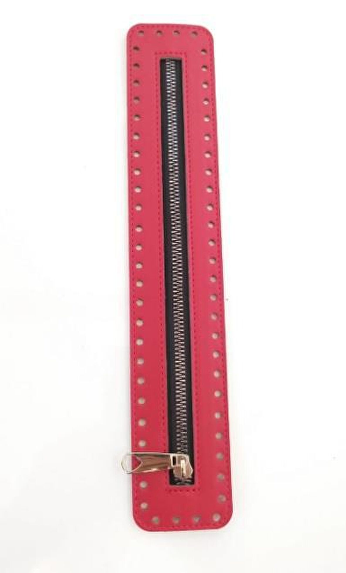 Derili Fermuar Yeni Model Kırmızı 30 cm Gümüş