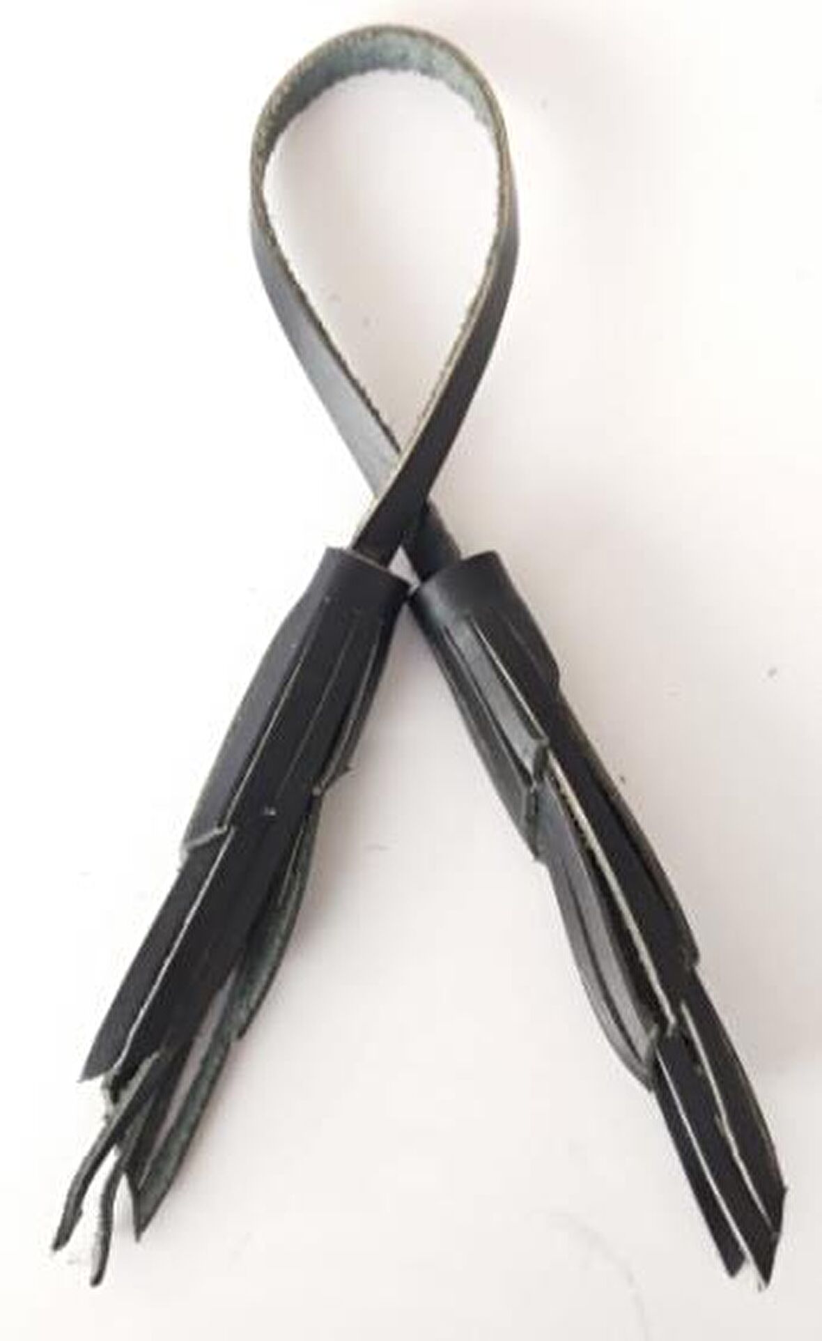 Gerçek Deri ikili zig zag Püskül Siyah Renk