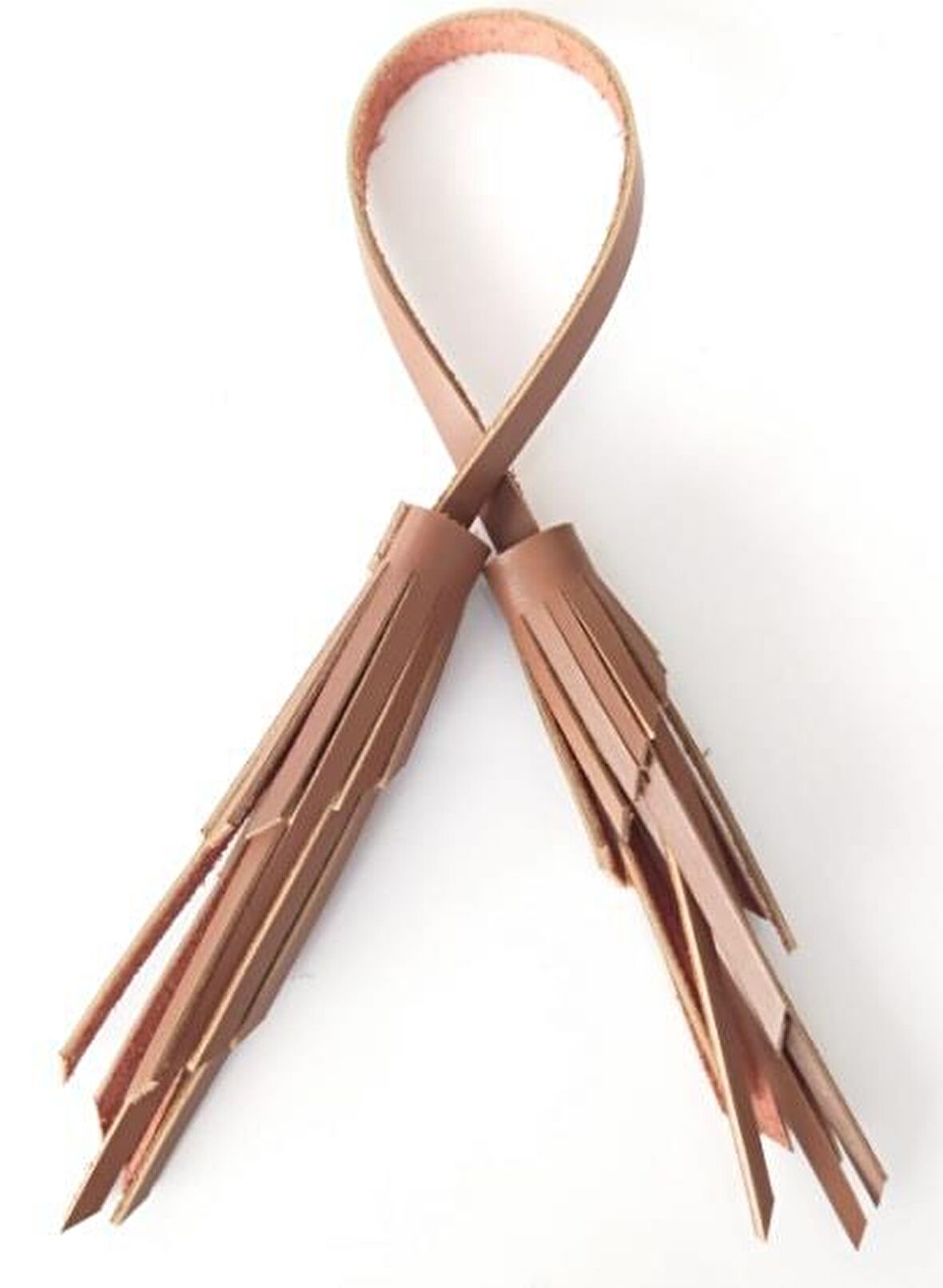 Gerçek Deri ikili zig zag Püskül Sütlü Kahve Renk