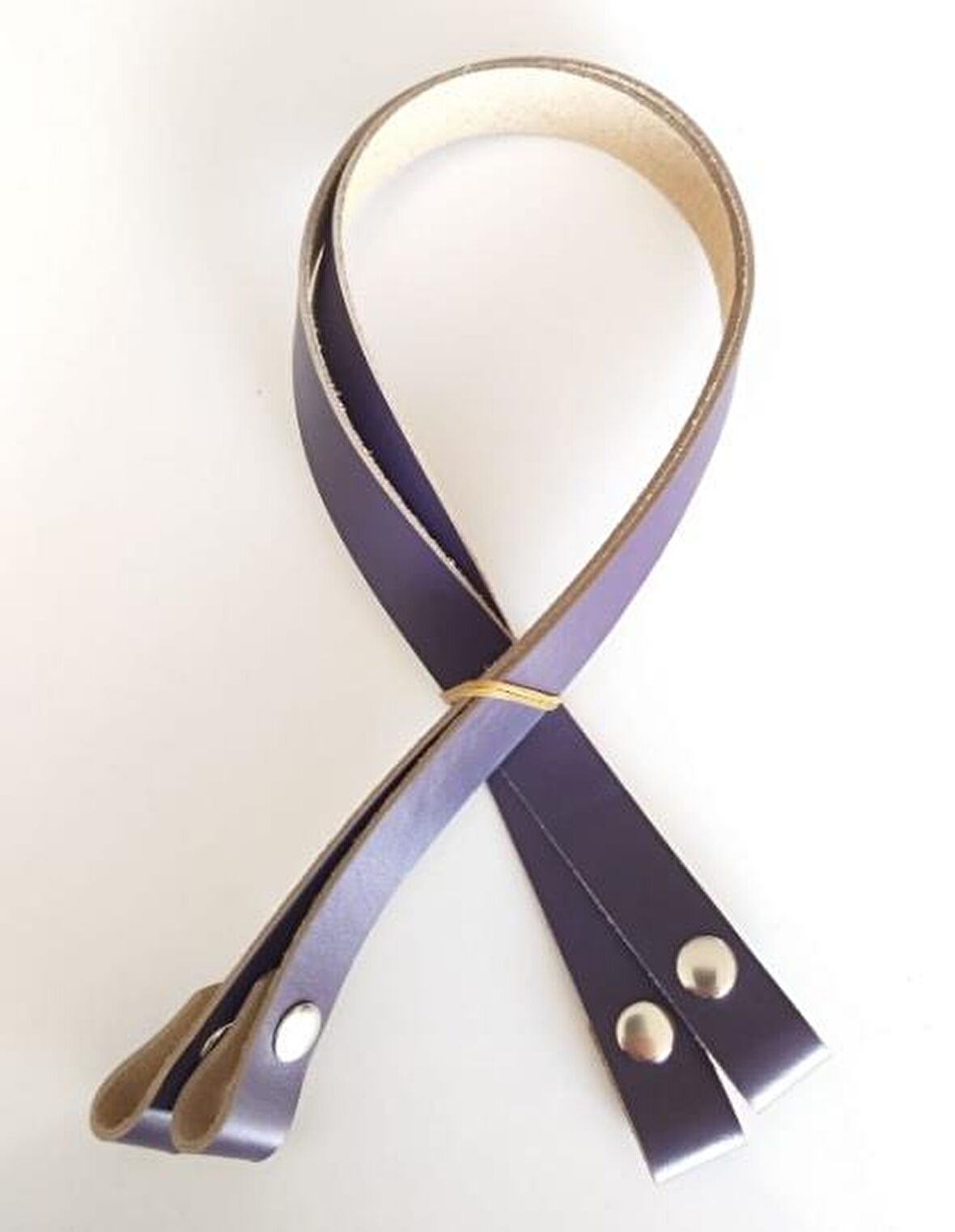 Gerçek Deri Çıtçıtlı Sap Mor