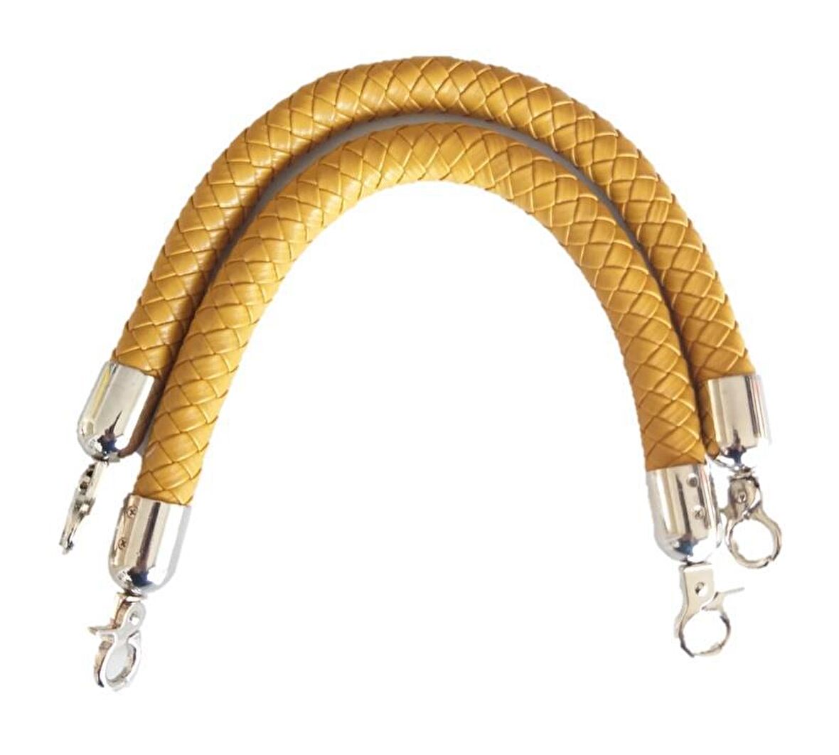 Örme Çanta Sapı Kısa Gümüş Metalli Hardal