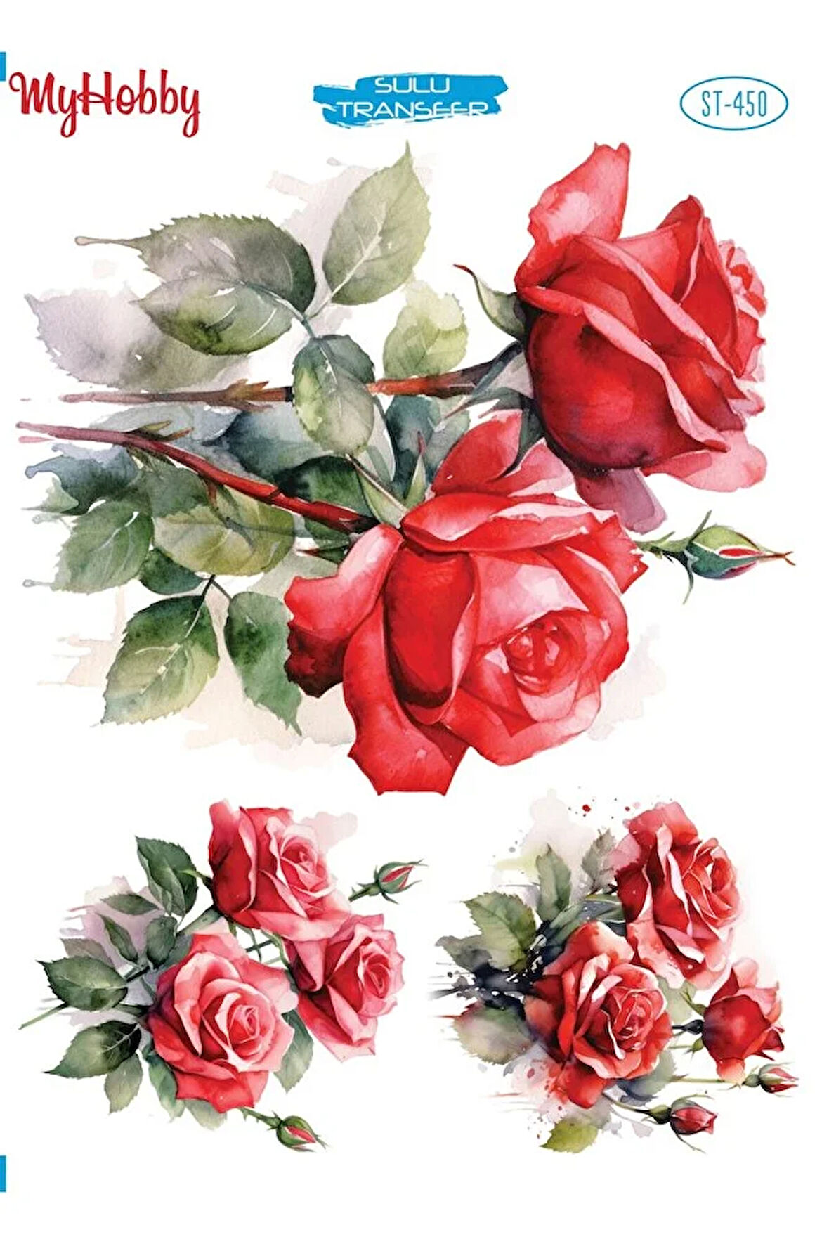 ST 450 Gül Desenli Sulu Transfer 25x35