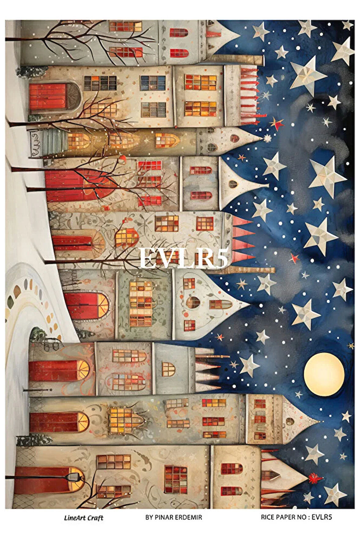 Evler Serisi Evler5 Renkli, Ev Desen Pirinç Dekopaj 30x42