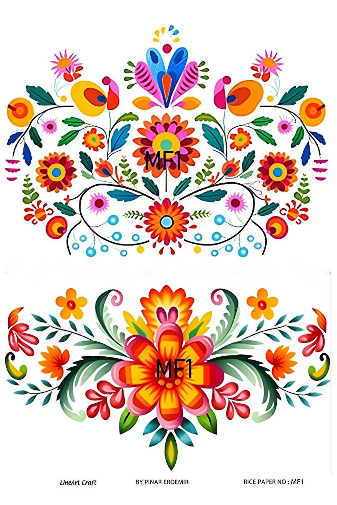 Macar Serisi MF1 Folklorik, Renkli Desen 30*42 cm Pirinç Dekopaj