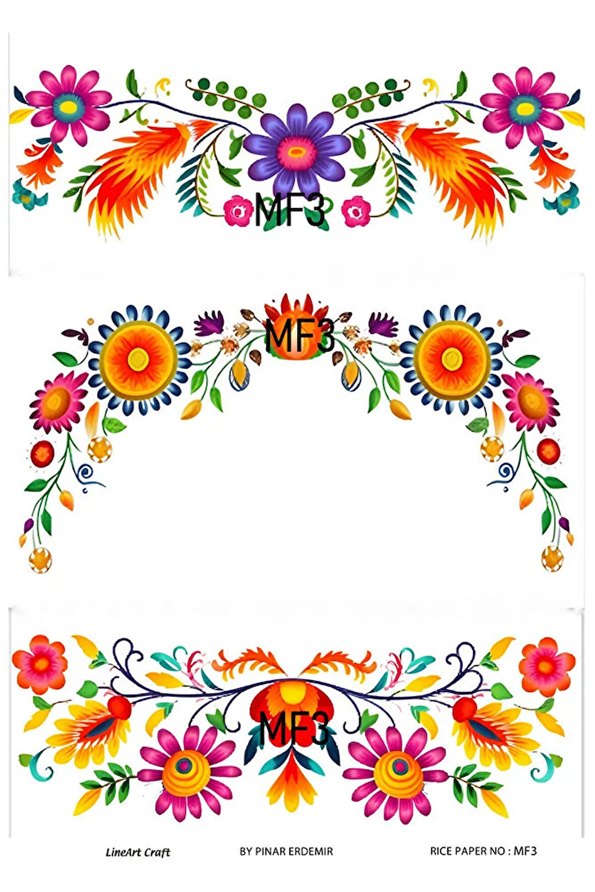 Macar Serisi MF3 Folklorik, Renkli Desen 30*42 cm Pirinç Dekopaj