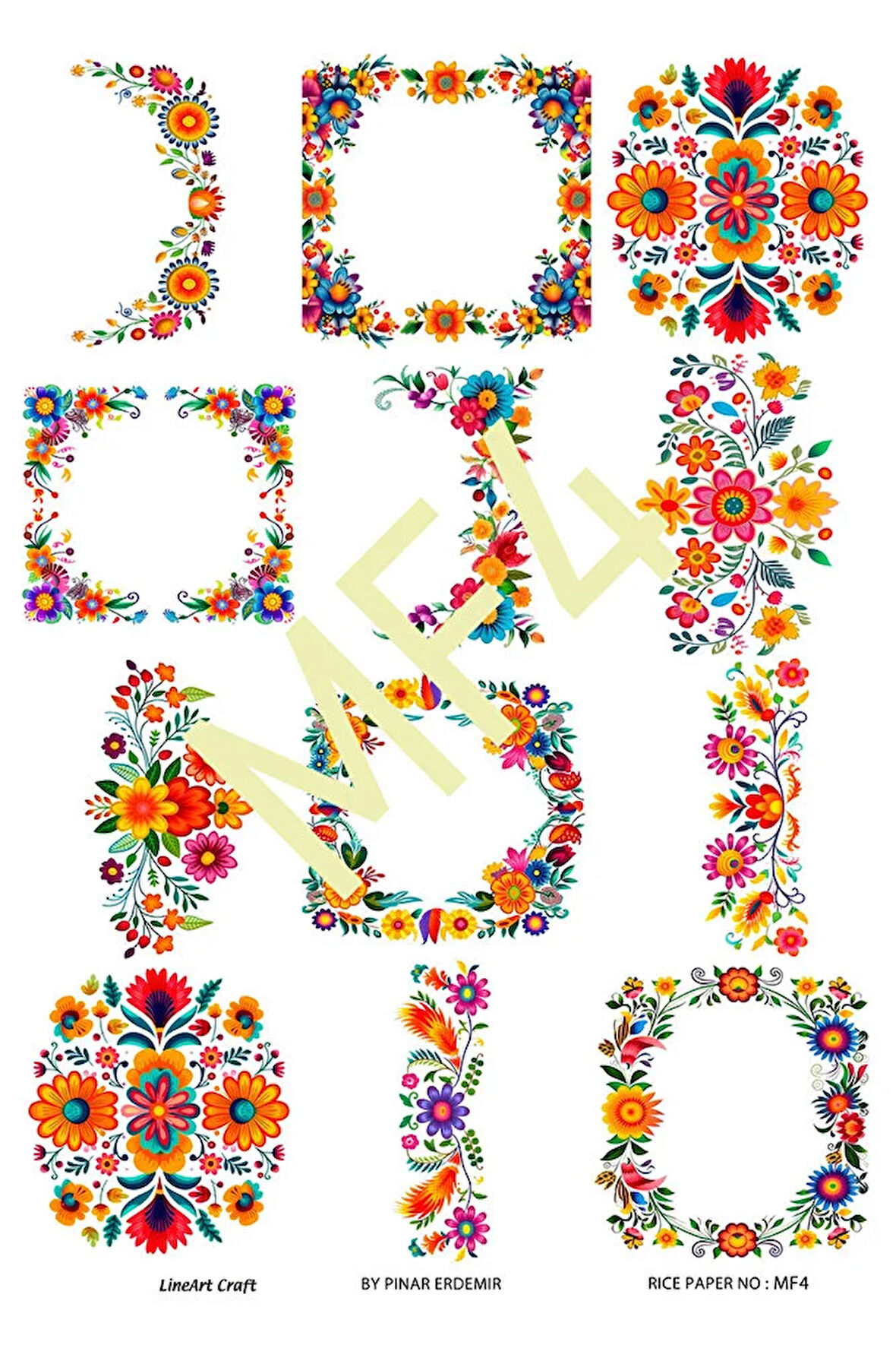 Macar Serisi MF4 Folklorik, Renkli Desen 30*42 cm Pirinç Dekopaj