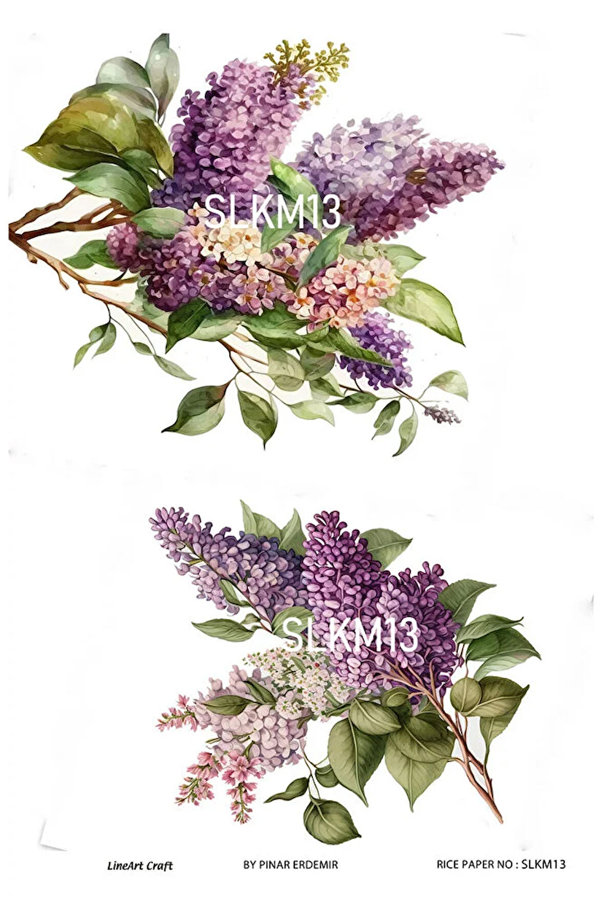 Salkım Serisi SLKM13 Salkım, Erguvan Desenli 30*42 cm Pirinç Dekopaj