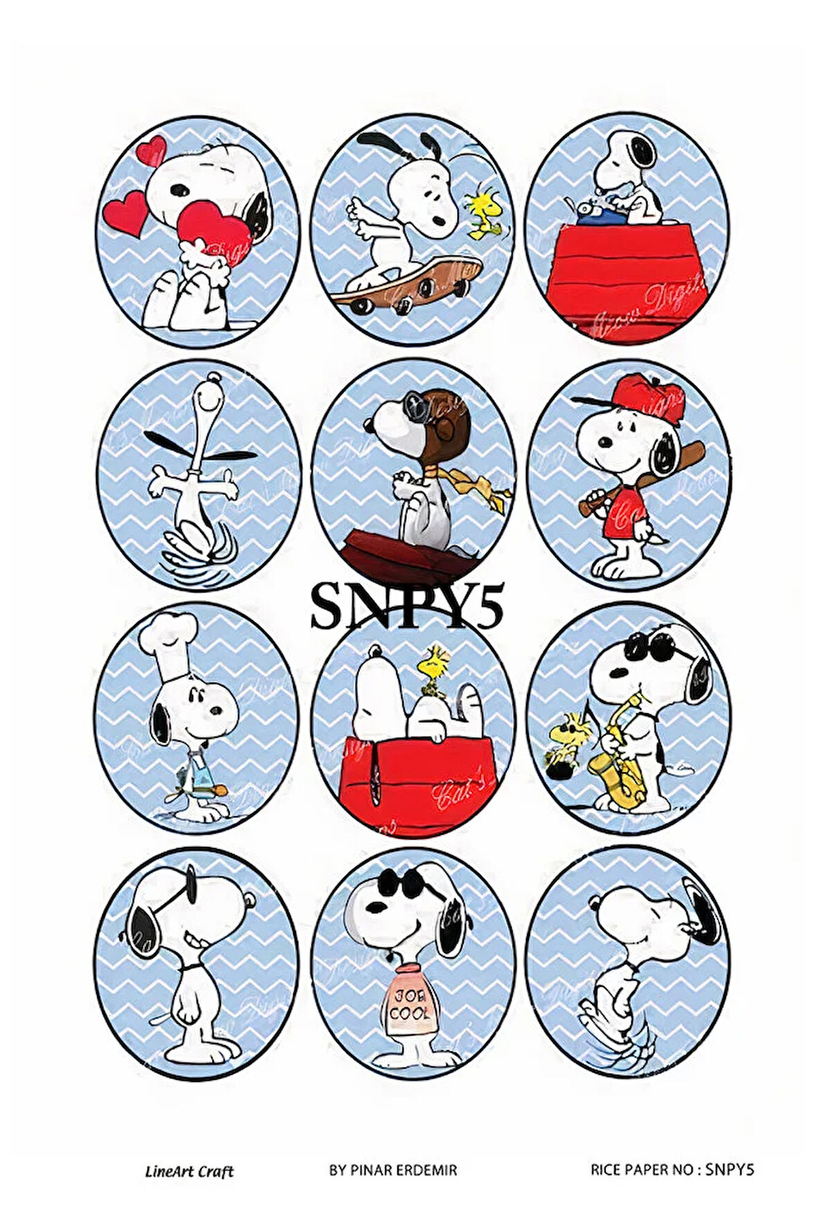 Snoopy Serisi SNPY5 Çizgifilm Karakter 30*42 cm Pirinç Dekopaj
