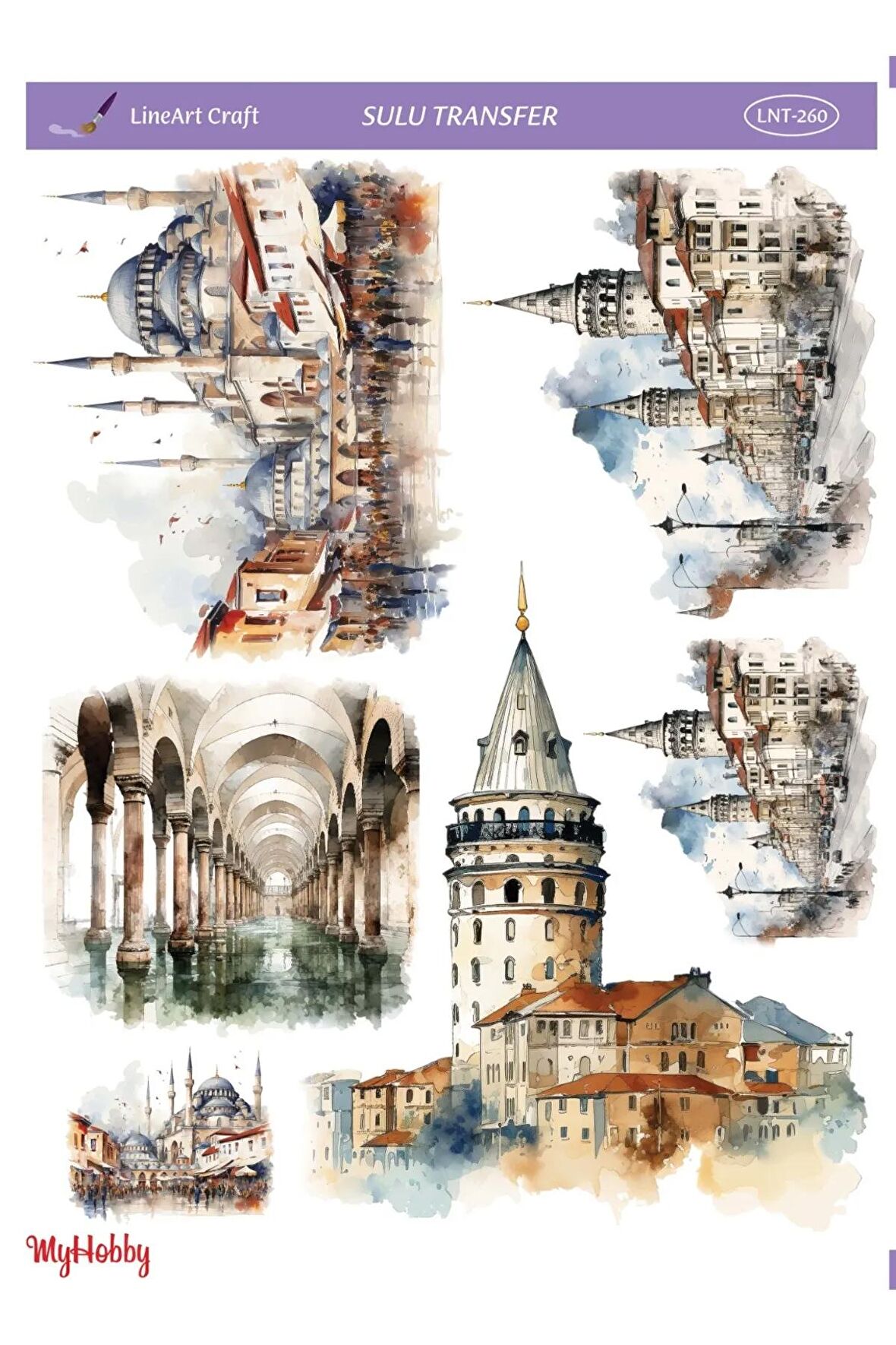 Şehir Manzaraları Desenli Sulu Transfer LNT-260 25x35