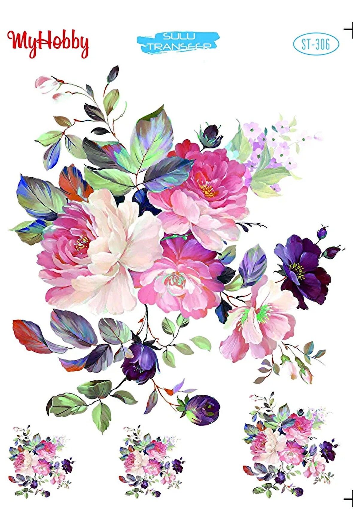 ST 306 Çiçek Desenli Sulu Transfer 25x35