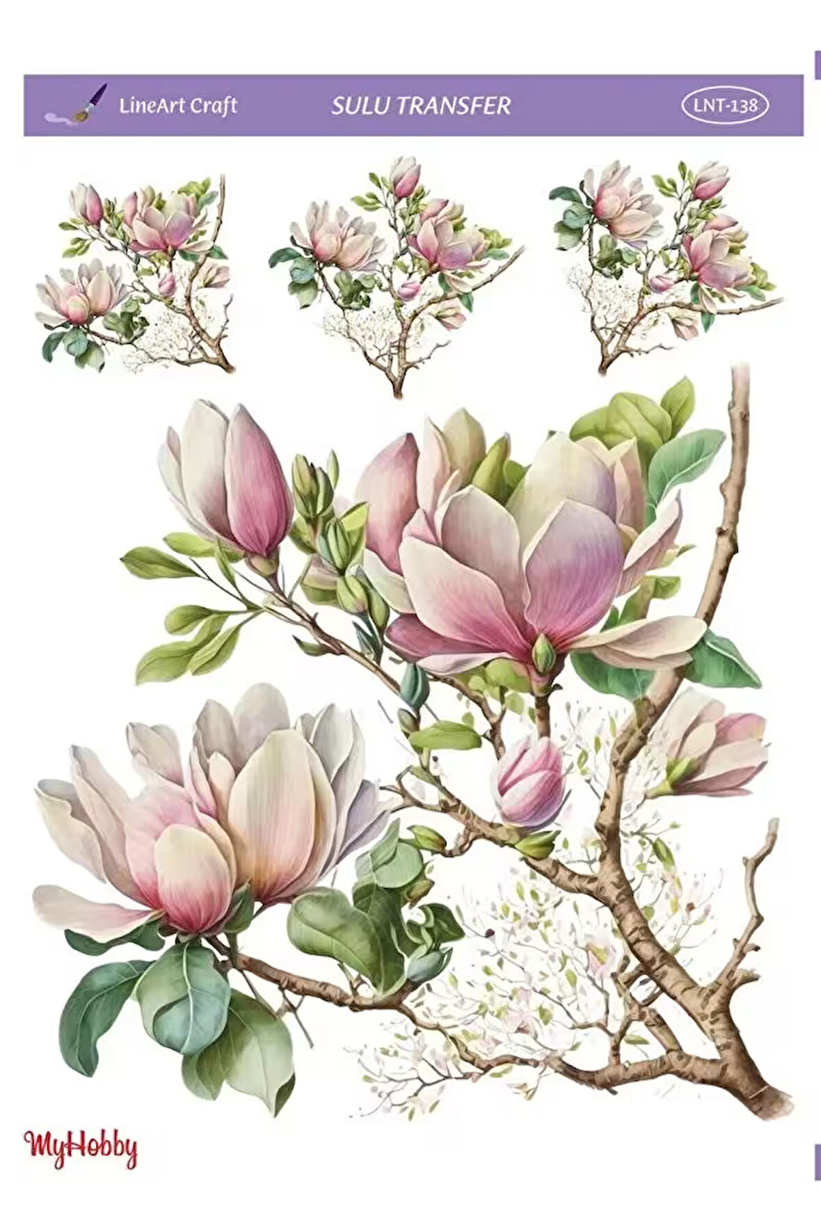 Manolya, Çiçek Desenli Sulu Transfer LNT-138 25x35