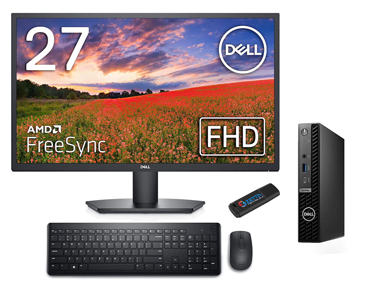 Dell Pc Optıplex 7020MFF Intel Core I5-14500T 8gb Ddr5 512GB SSD WINDOWS11HOME 27" Fullhd Mon. Masaüstü Bilgisayar CN007O7020MFF32+ZETTAUSBBELLEK