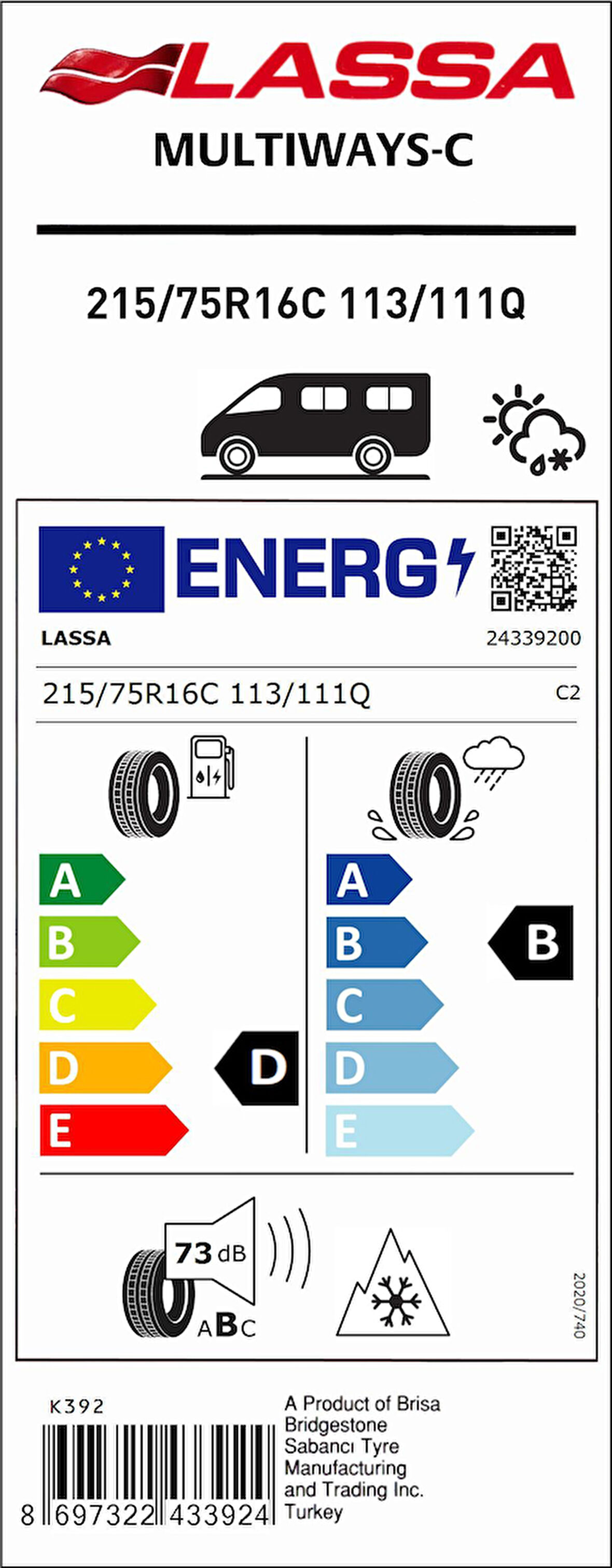 215/75R16C 113/111Q MULTIWAYS LASSA