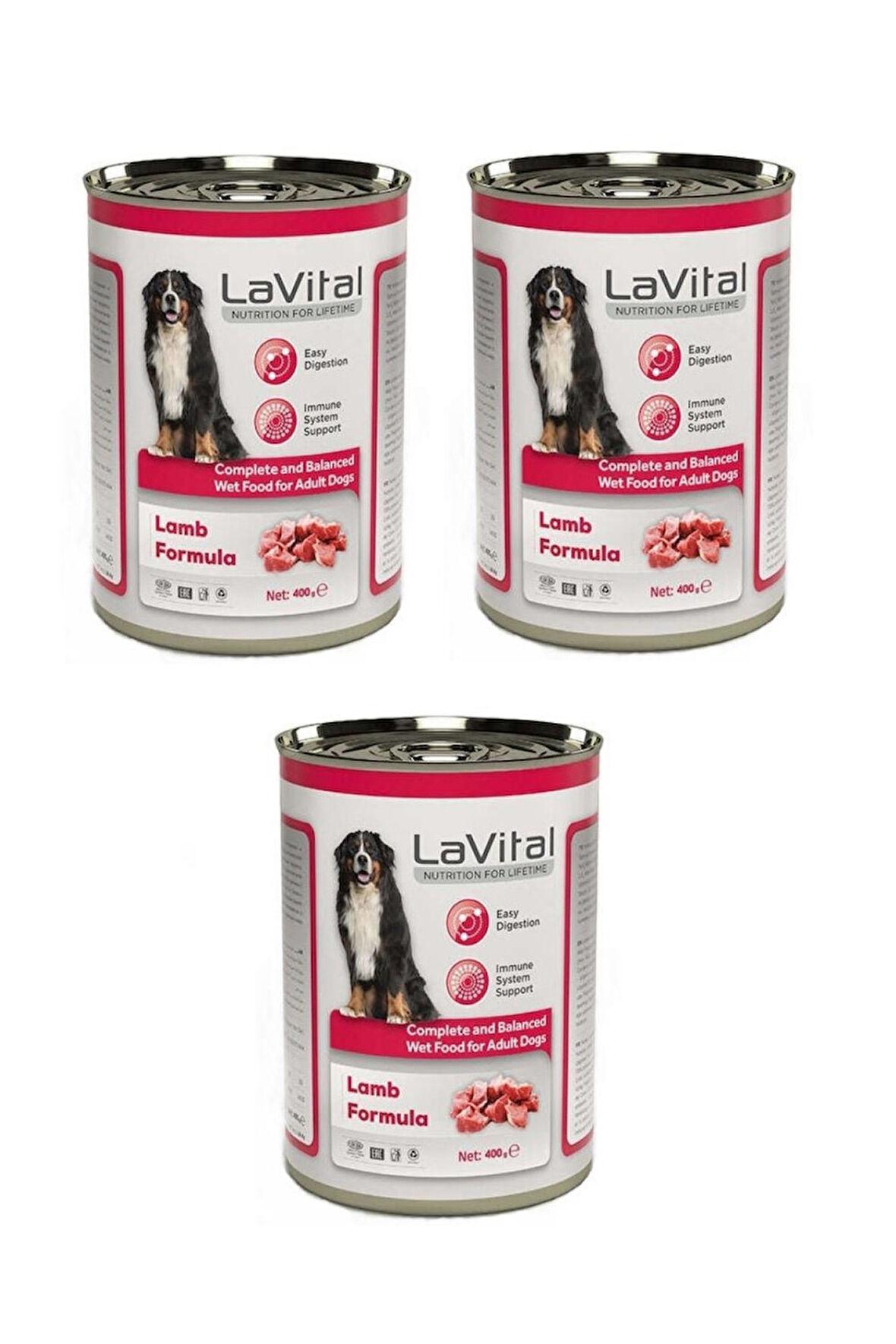 LaVital Kuzu Etli Yetişkin Köpek Konservesi 400 Gr. X 3 Adet
