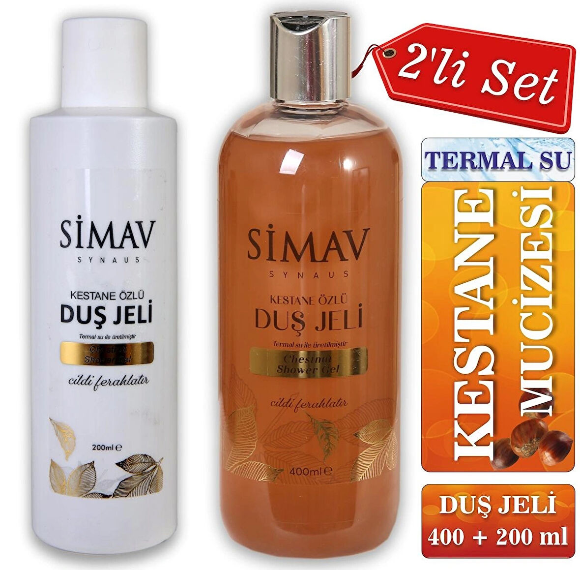 SİMAV Coğrafi İşaretli Kestane Özlü ve Termal Sulu Duş Jeli 2'li Set 400ML + 200ML