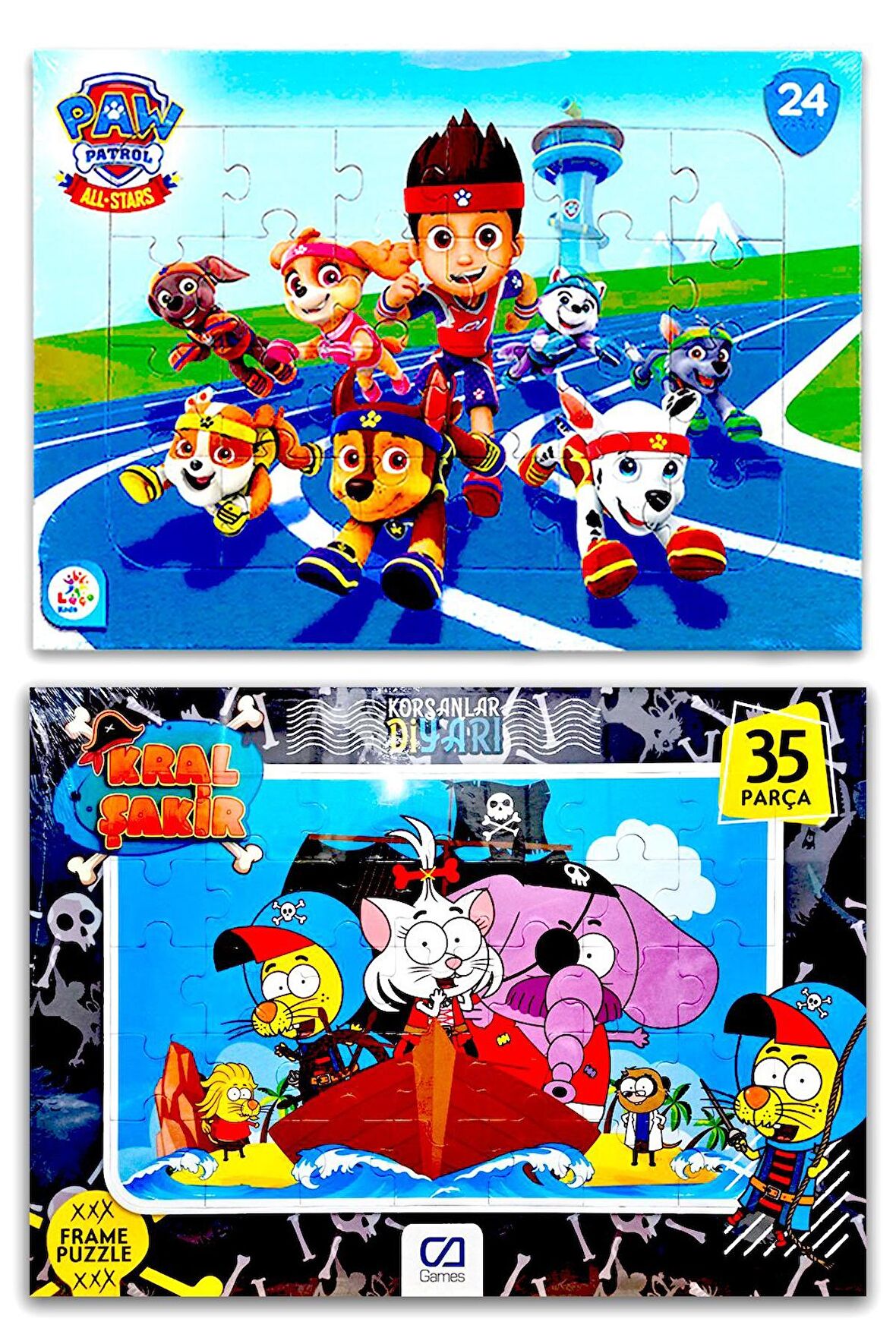 Paw Patrol (Pati Devriyesi) ve Kral Şakir 2 li Frame Puzzle/Yapboz