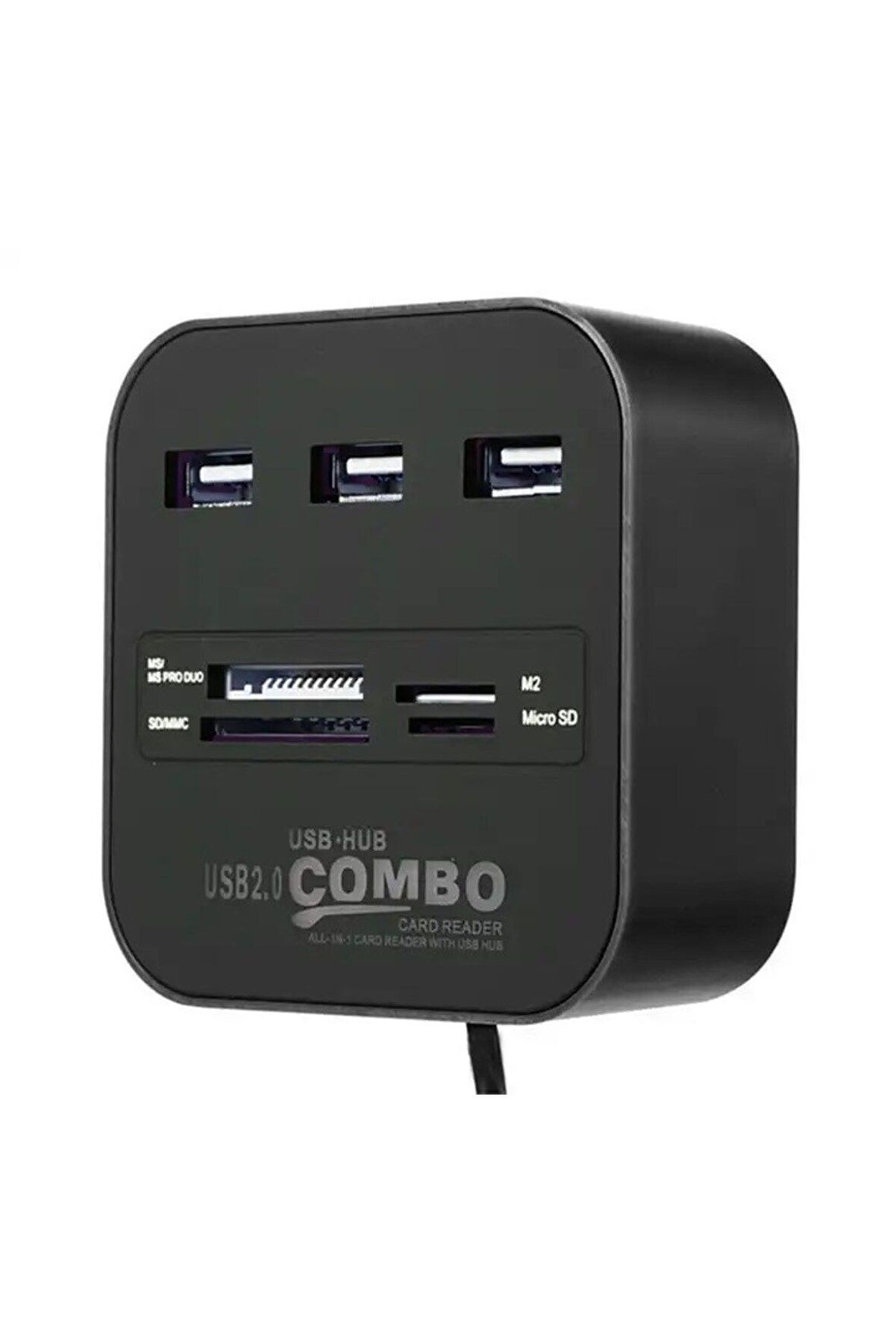 Hadron HDX7006-S USB-A 2.0 - 3xUSB 2.0 Hub + MS/SD/M2/TF Kart Okuyuculu USB Çoklayıcı - Siyah