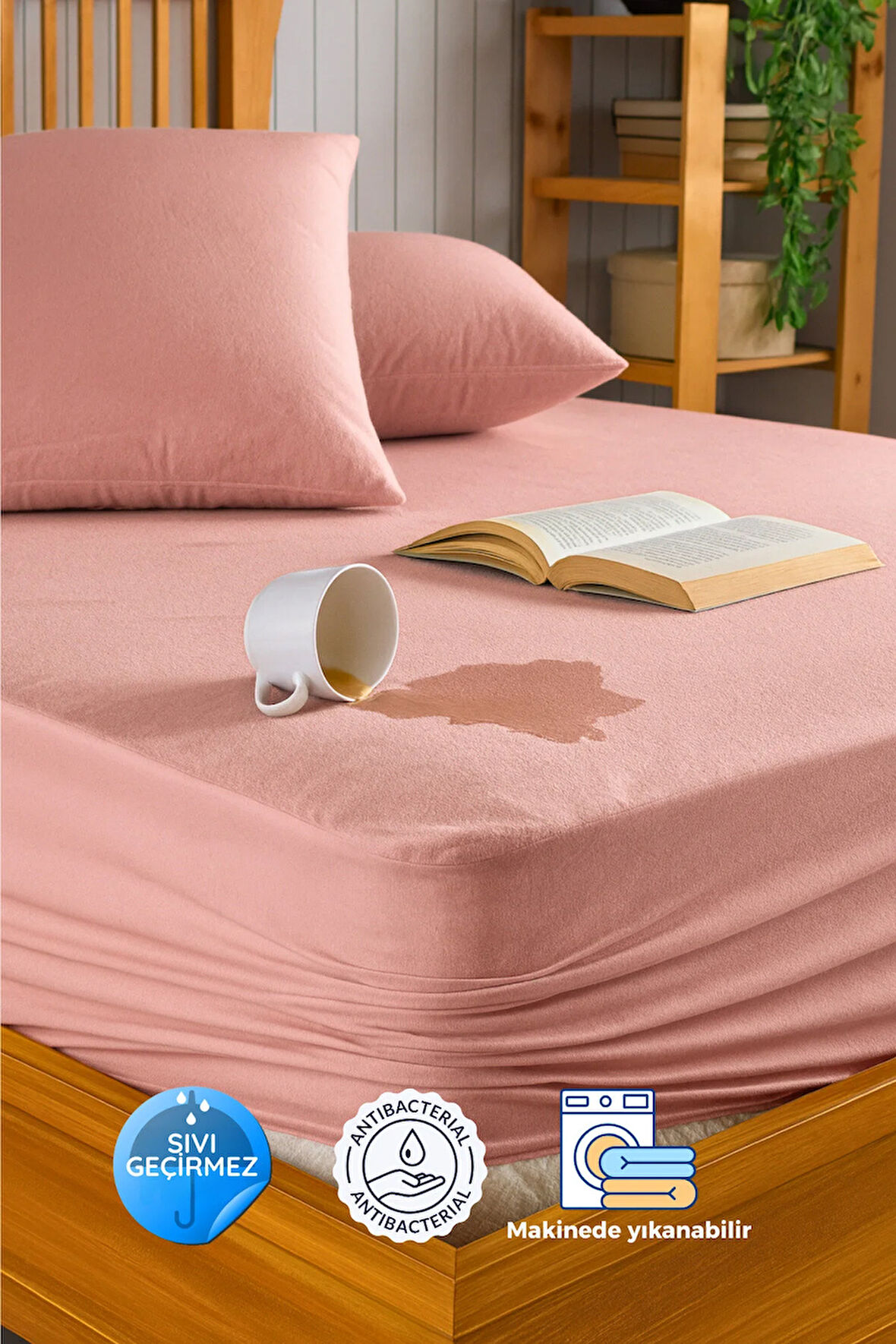 Pamukkale Pudra Alez Mikro Fitted Su Sıvı Geçirmez Yatak Koruyucu Alez (10 Farklı Ebat)