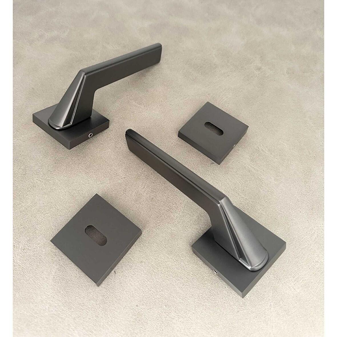 Rivax Anka Mat Antrasit Zamak Kare Rozetli Oda Kapı Kolu 1 Takım