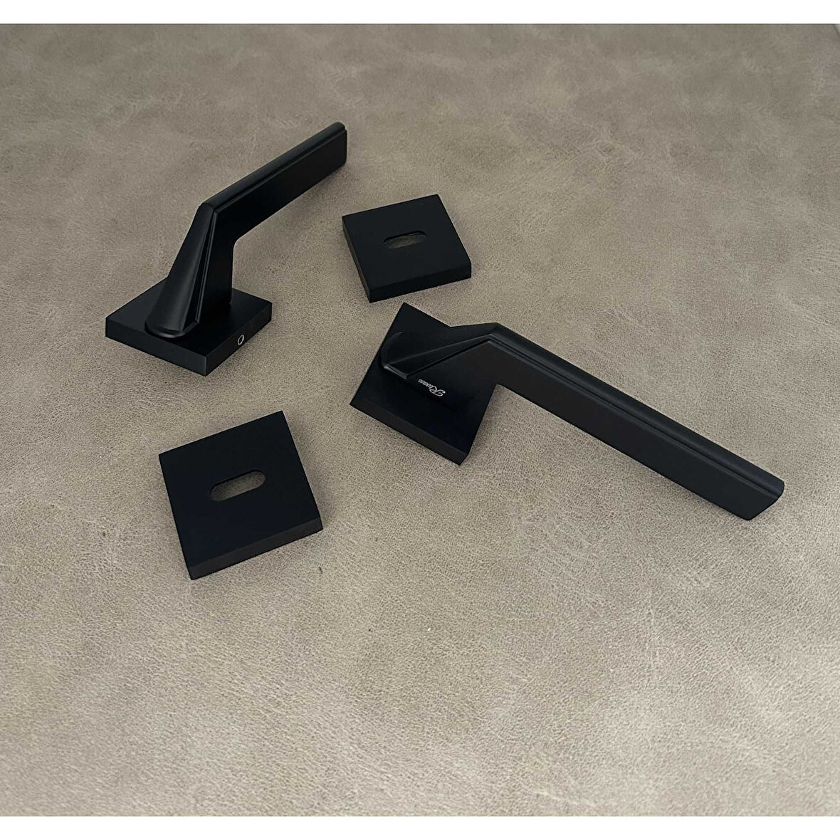 Rivax Anka Mat Siyah Zamak Kare Rozetli Oda Kapı Kolu 1 Takım