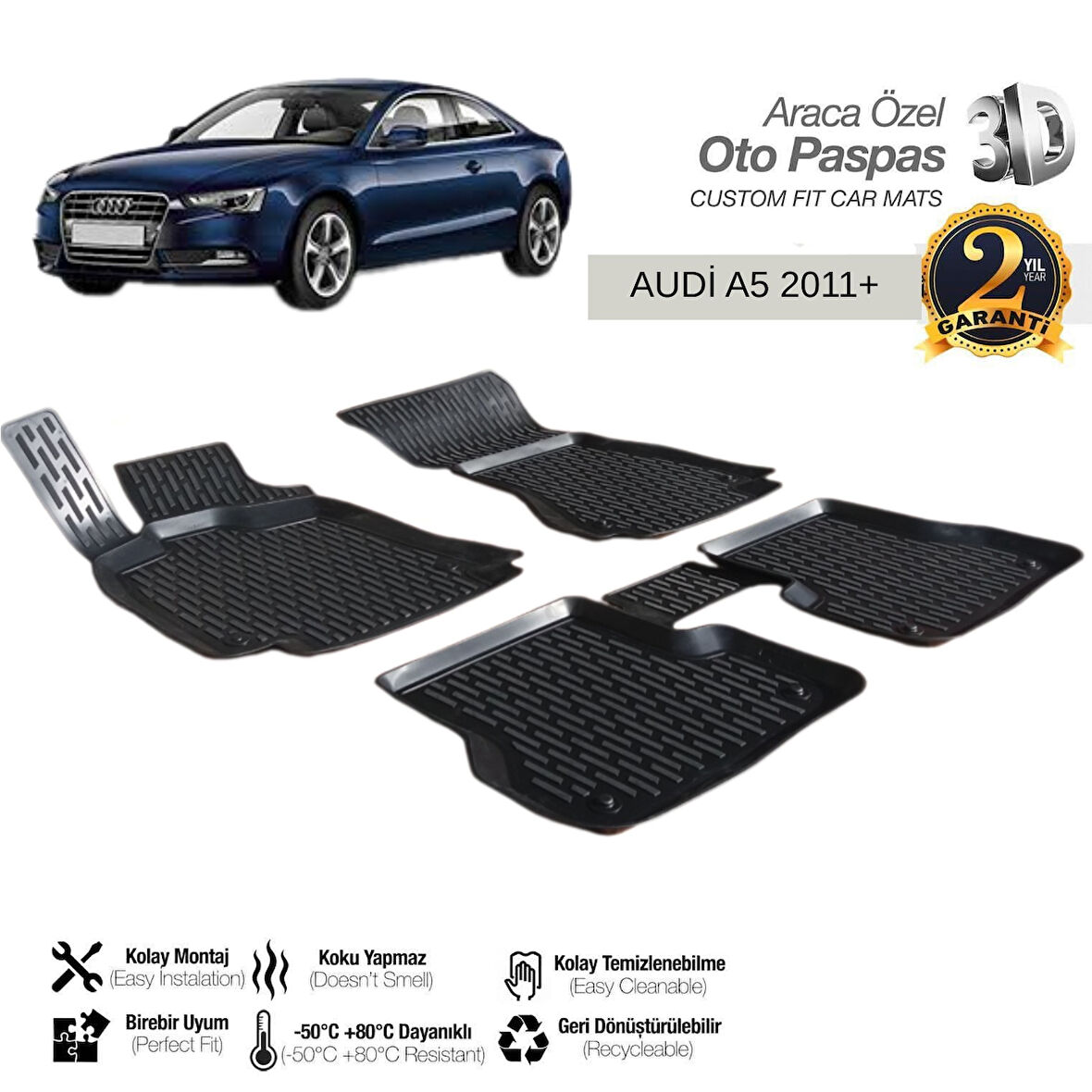 3D PASPAS SİYAH AUDI A5 2011+ 