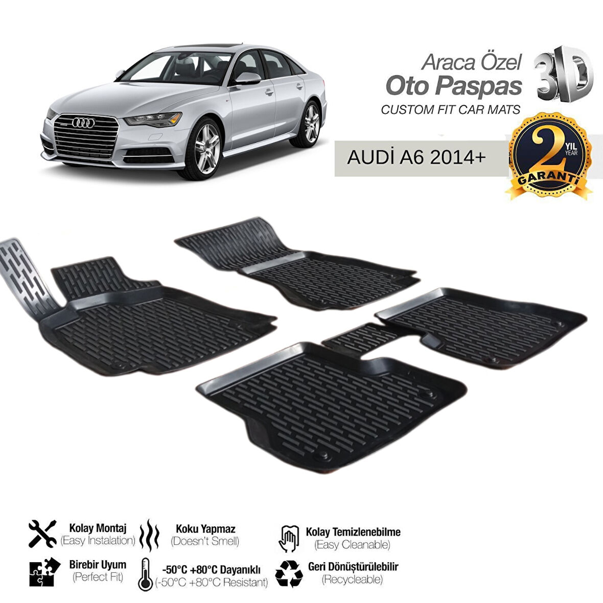 3D PASPAS SİYAH AUDI A6 2014+ 