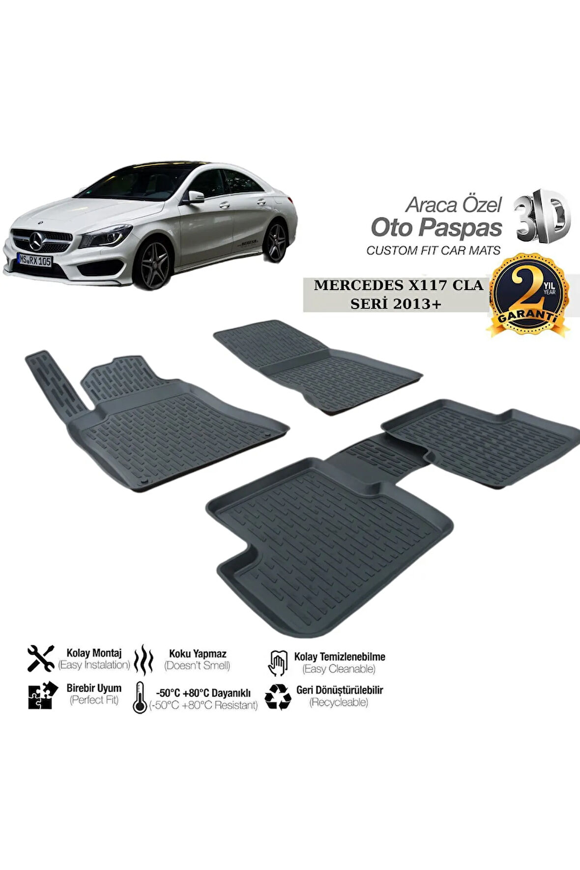 3D PASPAS SİYAH MERCEDES X17 CLA SERİ 2013+