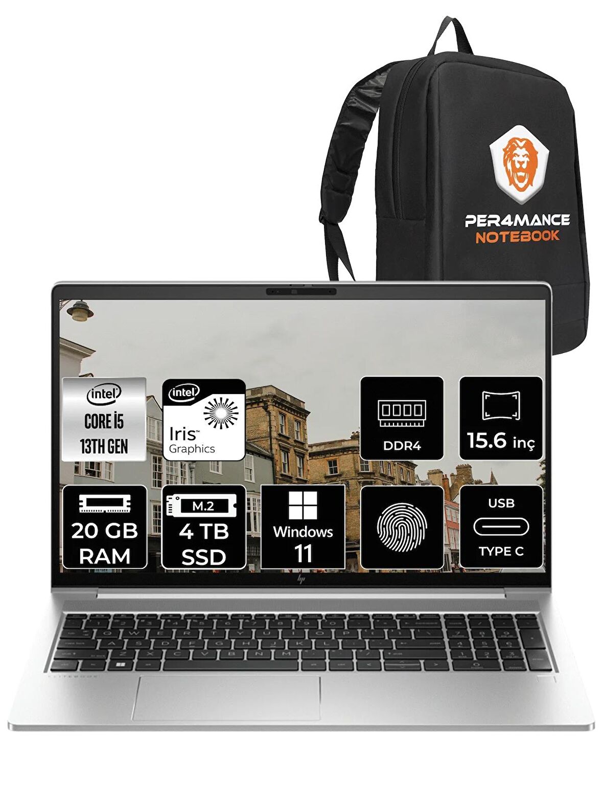 HP Elitebook 650 G10 i5 1335U 20GB RAM 4TB SSD 15.6'' FHD W11HOME 725N9EA & PER4 ÇANTA