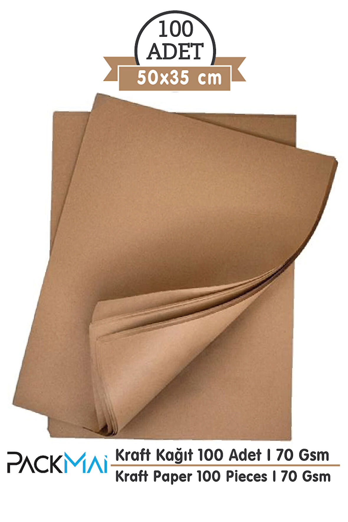 PackMai 35x50 cm Kraft Kağıt – 100'lü Paket | Ambalaj-Paketleme, Okul-Proje-Sanatsal Çalışmalar