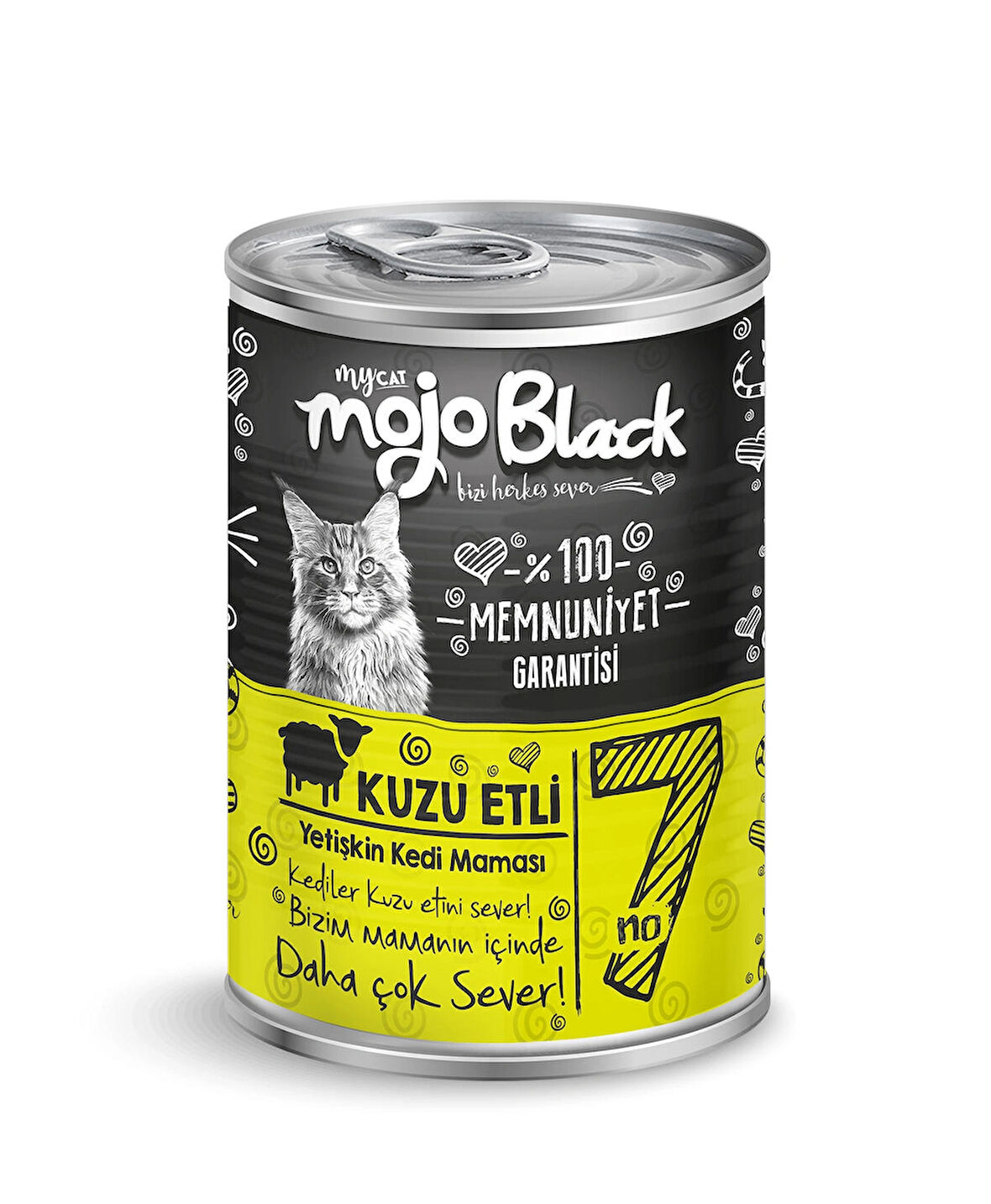 Mojo Black No:7 Tahılsız (400gr) Kuzu Etli Yetişkin Kedi Konservesi 12'Lİ