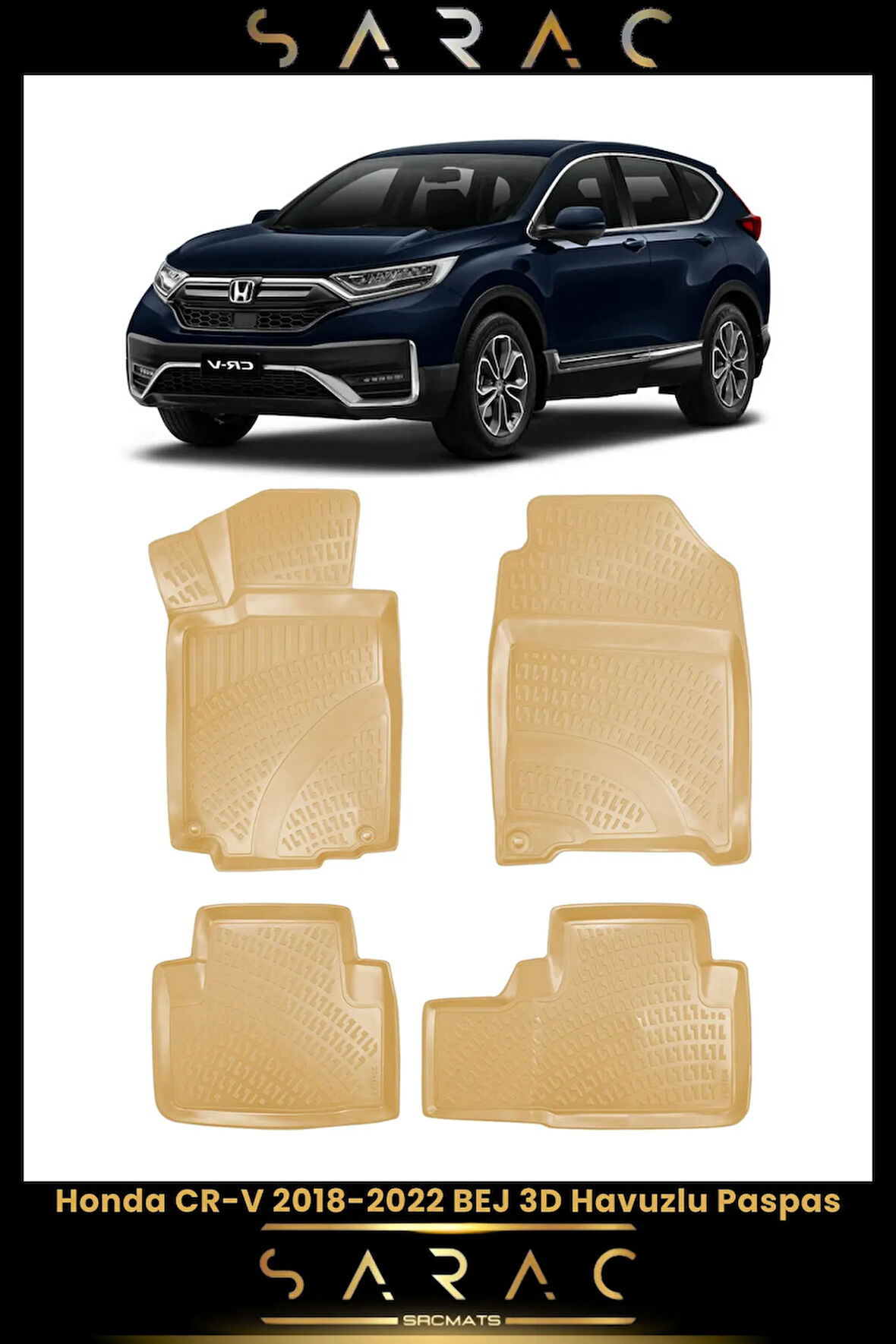 Honda Cr-v 2021 Model Bej Araca Özel 3d Havuzlu Paspas