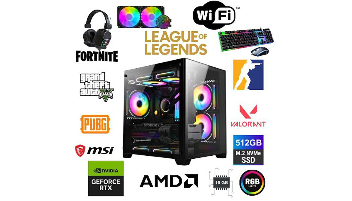 DFS Gaming ECO 66X RYZEN 5 5600X-B550M-RTX 5060 8GB-16GB RAM-512GB M.2-SIVI SOĞUTMALI-OYUNCU BİLGİSAYARI