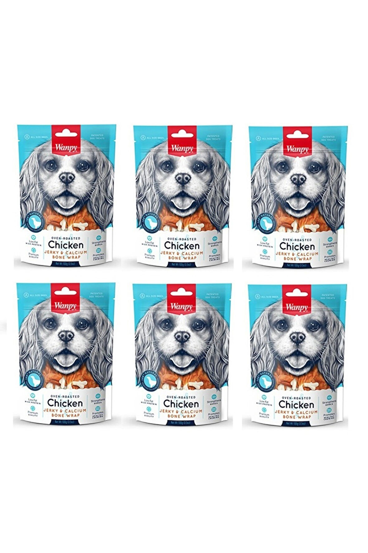 Wanpy Tavuk Sargılı Kalsiyum Kemik Köpek Ödülü 100 Gr. X 6 Adet
