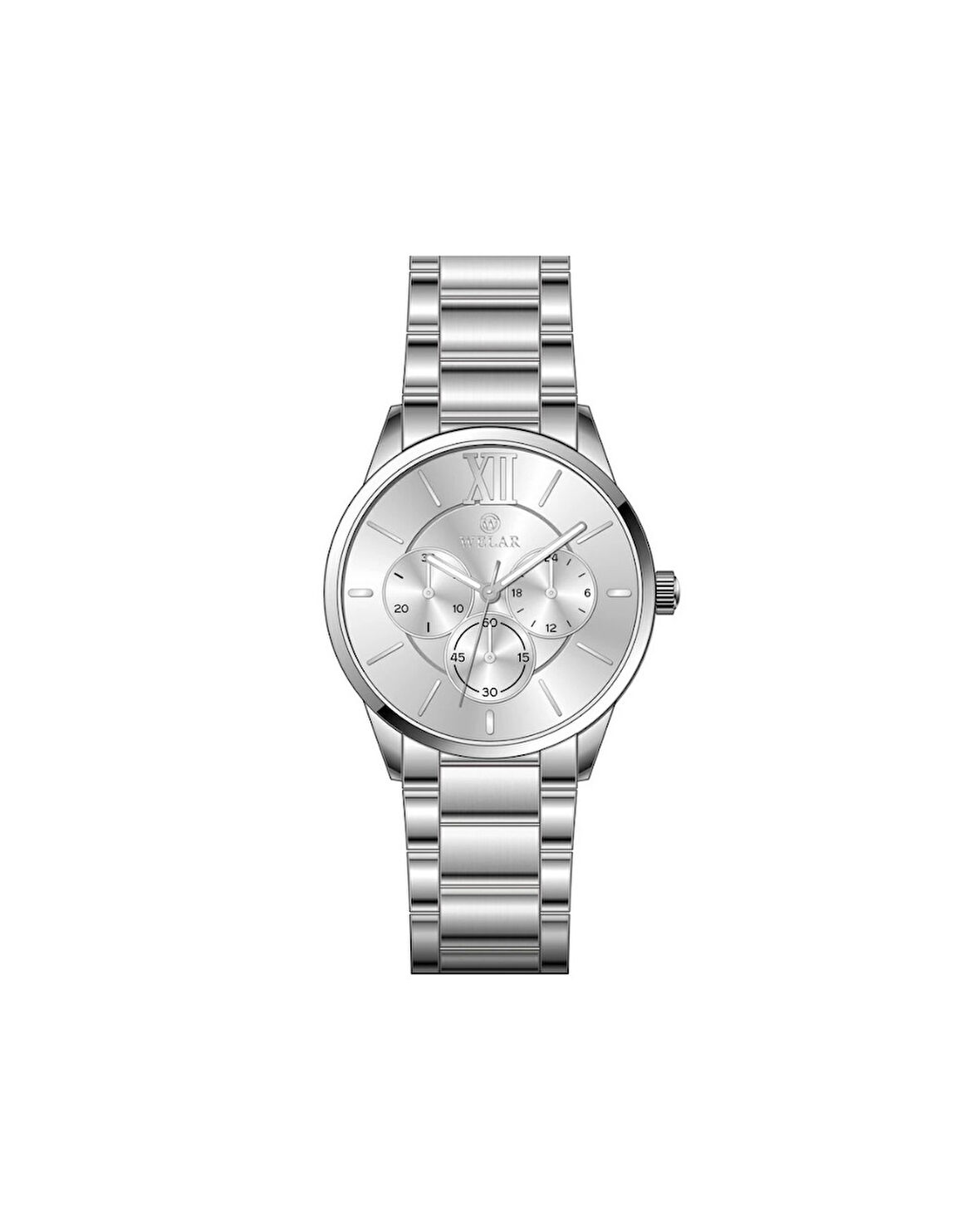 WEL3383-1 Gümüş Kadran ve Kordon Çelik Kadın Kol Saati