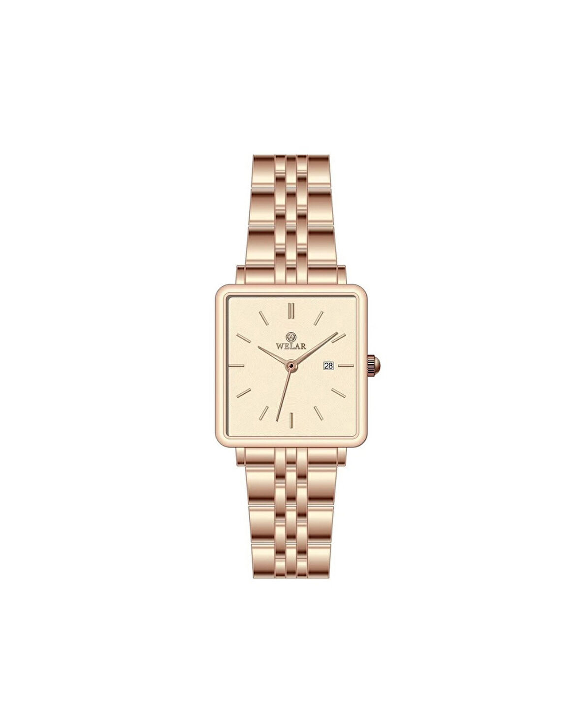 WEL3460-6 Rose Renk Kadran ve Kordon Paslanmaz Çelik Kadın Kol Saati