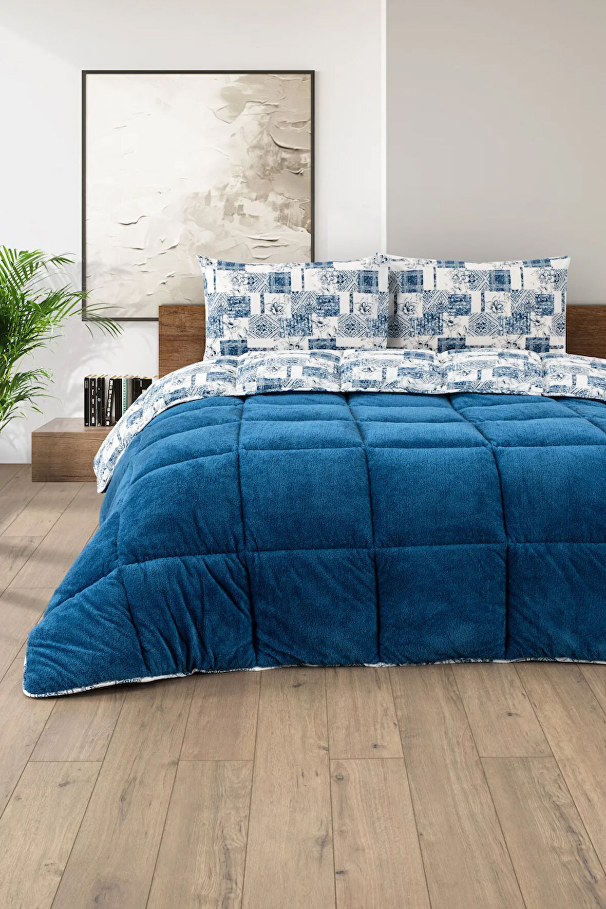 Battal Boy Lüx Wellsoft Yorgan Çift Taraflı Yastık Kılıflı 215x235 cm Yorgan + Yastık Kılıfı Set