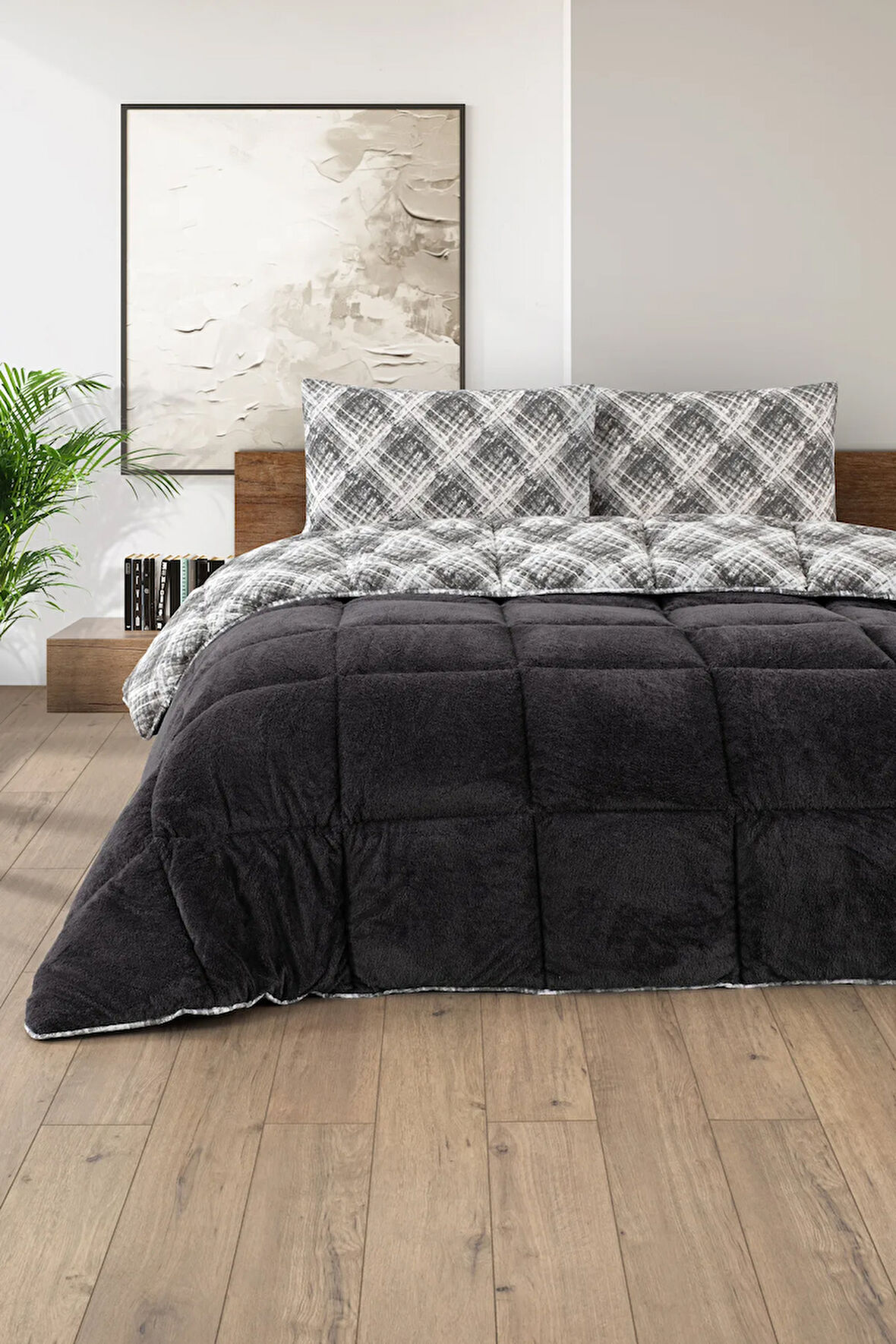 Battal Boy Lüx Wellsoft Yorgan Çift Taraflı Yastık Kılıflı 215x235 cm Yorgan + Yastık Kılıfı Set