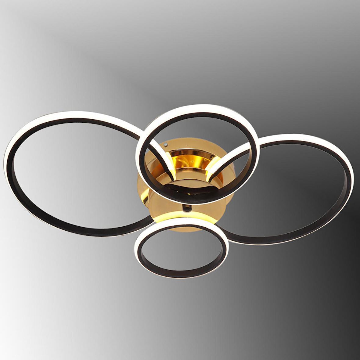 TT035-4-SYSR TT Aydınlatma Drone Modeli Mat Siyah - Sarı 4 lü ( Beyaz Işık ) Led Avize