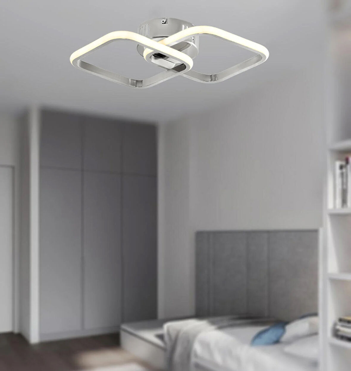TT405-2-KR TT Aydınlatma Krom Kaplama 2 li Kare ( Gün Işığı ) Led Avize