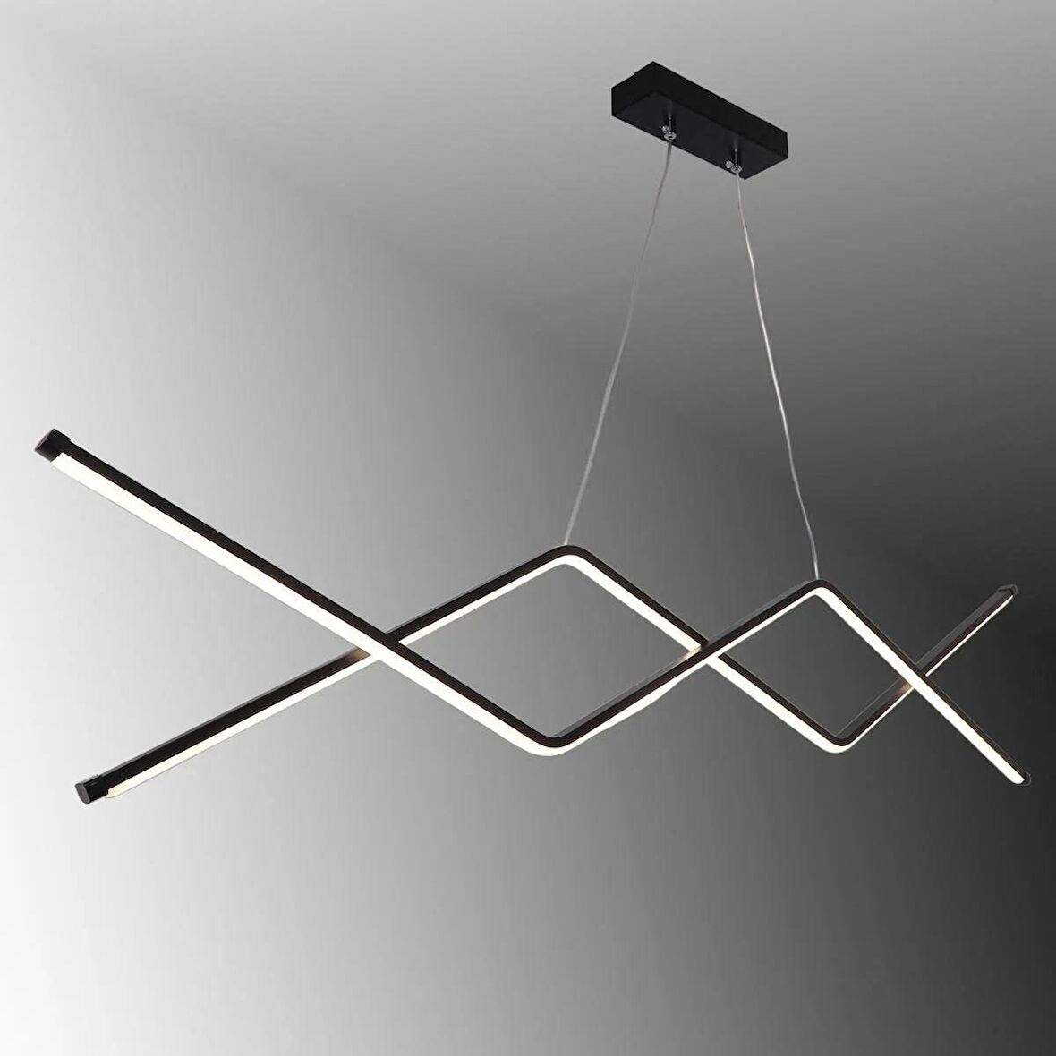 TT039-SY TT Aydınlatma Zikzak Masa Üstü Modeli Siyah ( Beyaz Işık ) Led Avize