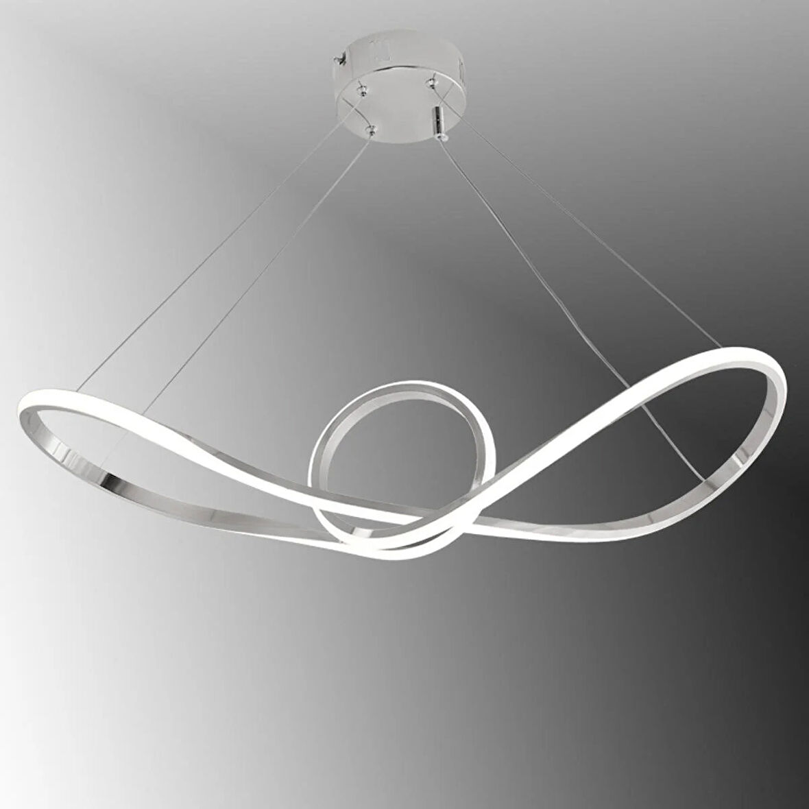 TT002-KR TT Aydınlatma Papyon Modeli Krom Kaplama ( Sarı Işık ) Led Avize